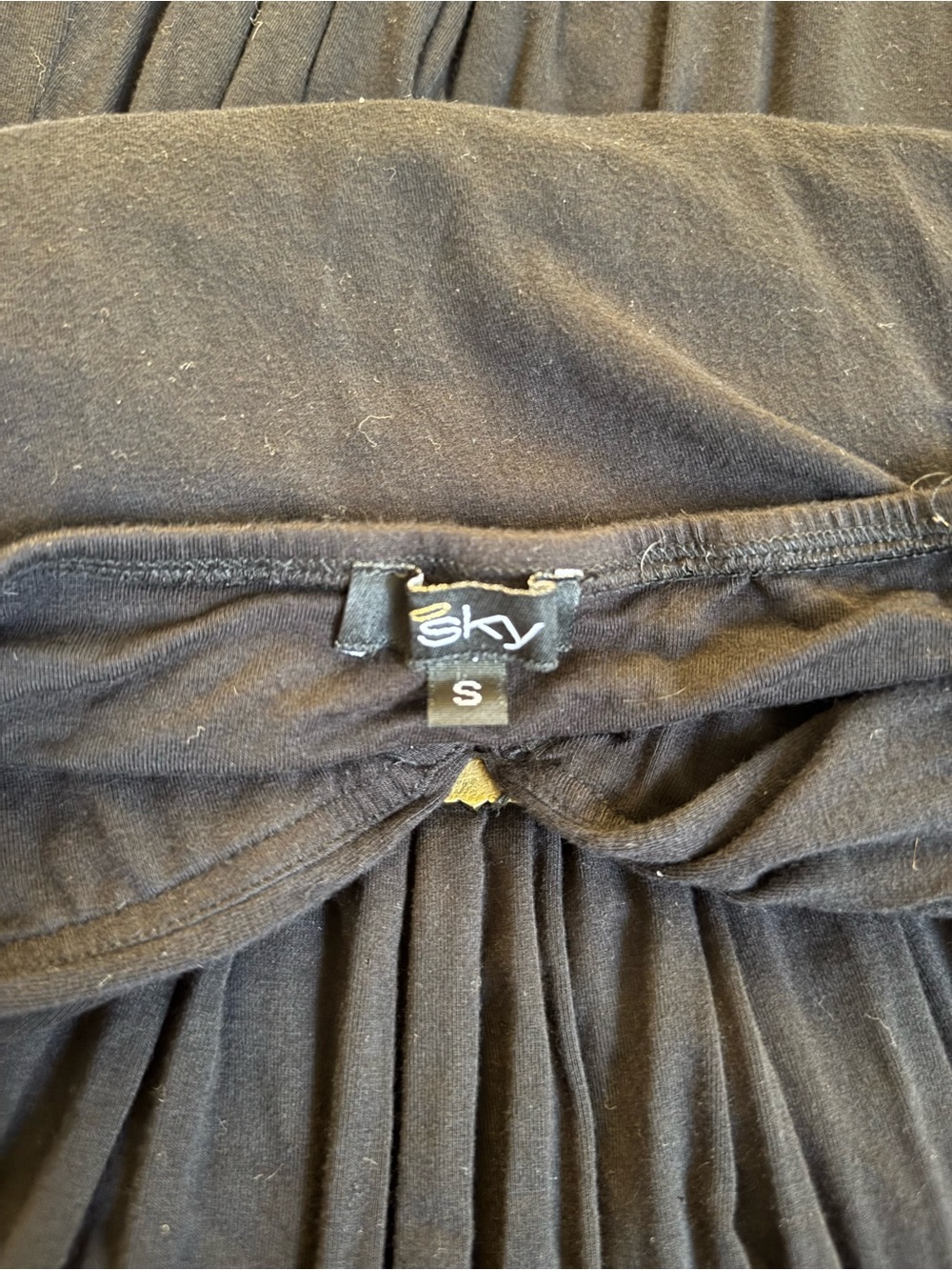 Sky Strapless Black Dress with Decorative Gold Medallion- Y2K - Picture 3 of 4